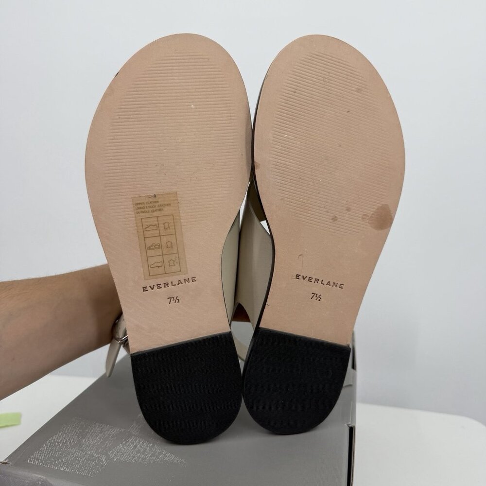 Everlane The City Crossover Sandals size 7.5 in Cream Leather Ankle Strap Buckle - Picture 8 of 8